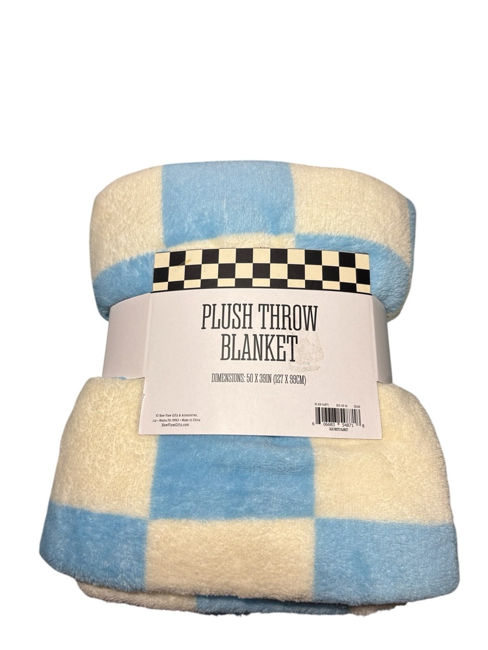 New View Blue & White Checkerboard Plush Throw Blanket - 50" x 39"